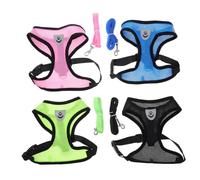GANAZONO 4 Sets Dog Harness Leash Vest with Breathable Mesh Pet Cosplay Costume for Comfortable Walking and Secure Outdoor Use in Black Blue Green Pink
