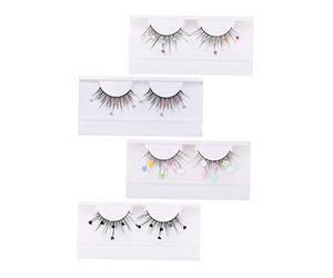 GANAZONO 4pairs Glitter Sequins False Eyelashes Butterflies and Flowers for Christmas Party Sequins Lashes Glitter Eyelashes