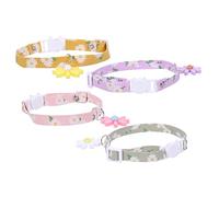 GANAZONO 4Pcs Adjustable Cat Collar Set Cute Daisy Flower Design Breathable Neckwear for Kittens for Daily Wear and Special Occasions Colors