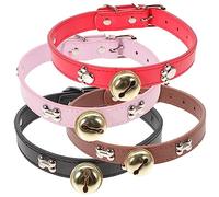 GANAZONO 4Pcs Adjustable Sheep Collars with Bells Durable Goat and Cow Collars for Livestock Non Slip Design for Animals