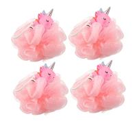 GANAZONO 4pcs Bath Loofah Unicorn and Animal Shapes Exfoliating Shower Sponges for Boys Quick Drying Body Scrubber with Excellent Drainage for Deep Cleaning and Fun Bath