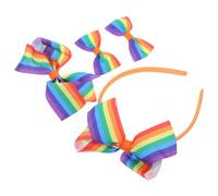 GANAZONO 4PCS Bowknot Pride Headbands for Women Comfortable Rainbow Head Boppers for Parades Parties Weddings Unique Striped Design Soft