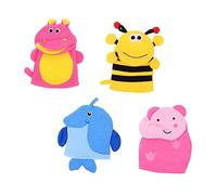GANAZONO 4pcs Cartoon Exfoliating Bath Gloves Dual-purpose Body Scrubber for Bathing Lightweight Portable Animal Shapes Elephant Bee Hippo Gentle Massage and Deep Cleansing for Sensitive