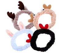 GANAZONO 4pcs Cartoon Facial Headband for Women Plush Elastic Beauty Headbands for Washing Face Makeup Spa Cute Hair Accessories for All Hair Types for Family and Friends