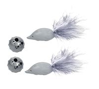 GANAZONO 4pcs Cat Mouse Set Funny Interactive Chewing with Bell Balls for Indoor Cats for Exercise and Stress Relief