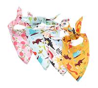 GANAZONO 4Pcs Decorative Dog Bandana with Dinosaur Elements Lightweight Triangle Scarves for Summer for Dogs and Cats Peach Dinosaur Prints