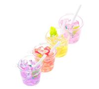 GANAZONO 4pcs DIY Miniature Large Barrel Cold Drink Cup Keychain Wine Bottle Charms for Bags Backpacks Wedding Craft Containers in Pink Yellow Peach Purple
