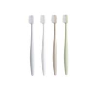GANAZONO 4pcs Fine Hair Bristle Toothbrushes for Adults Anti-Bleeding Design Ergonomic Natural Handle Gum Care Plastic Bristles Grey and Blue