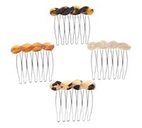 GANAZONO 4pcs Hair Comb Clips Side Combs for Hair Seven-tooth Curved Acetate Classic Elegant Retro Minimalist Easy Styling Design Soft Feel Women Daily