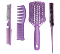 GANAZONO 4pcs Hairdressing Comb Purple Safety Barber Comb Hair Styling Salon Oil Hair Portable Folding Design for Men and Women Hairstyling Beard Included