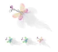 GANAZONO 4pcs Interactive Cat Teaser Refill Plume Butterfly Attachments for Kittens Replacement for Cat Wands Engaging Indoor Play Accessories