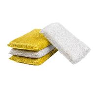 GANAZONO 4pcs Kitchen Dish Sponges Set, Gold and Silver Glitter Scrubbing Blocks, Reusable Small Cleaning Sponges for Daily Wok and Household Dishwashing, Non-Scratch Kitchen Cleaning