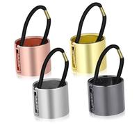 GANAZONO 4pcs Metal Hair Ponytail Buckle Bands with Spring Hinge Elastic Hair Bands for Women Gold Silver Rose Gold and Black One Fits