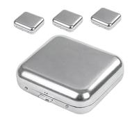 GANAZONO 4pcs Mini Pocket Ashtrays Stainless Steel Metal Ashtray with Lid Compact Square Smoking Ash Holder Portable for Travel Outdoor Use