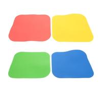 GANAZONO 4pcs Non-slip Poly Vinyl Square Spot Markers for Soccer Agility Training, 9 Inch Flat Colored Discs in Red, Yellow, Blue, Green for Gym, Pe, Speed Drills, and Field Marking