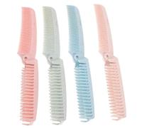 GANAZONO 4PCS Portable Folding Hair Comb Set Static Double Headed Design for Travel Compact Durable Plastic Hairdressing Tool for Home Salon the Go Use Random Color