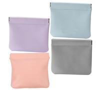GANAZONO 4pcs Portable Self-Closing Makeup Bag Pu Cosmetic Organizer for Women for Travel Office and Daily Use Sky Dusty Light