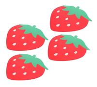 GANAZONO 4pcs Red Strawberry Silicone Drink Coasters with Nonslip Design, Decorative Fruit Pattern Cup Pads for Coffee Shops and Settings, Anti-skid Outdoor Coasters for Drinks