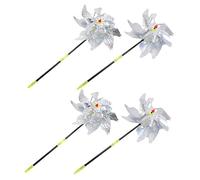 GANAZONO 4Pcs Reflective Wind Spinner Pinwheels for Garden Decor Floral Design Outdoor Wind Spinners for Patio Eye Catching Lawn Ornaments
