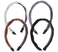 GANAZONO 4pcs Stylish Knitted Headbands for Women Lightweight Braid Hair Accessories with Excellent Stability for Various Hairstyles and Occasions Black Gray Beige