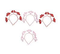 GANAZONO 4pcs Valentine's Day Heart Headbands Set, Felt Heart-shaped Hairbands in Pink and Red, Party Hair Accessories for Weddings and Valentine’s Day Celebrations