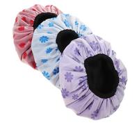 GANAZONO 4pcs Waterproof Shower Caps with Microfiber Lining, Multi-layer Bath Hair Covers for Women, Quick-dry Travel Bath Caps with Decorative Patterns