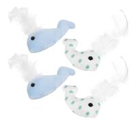 GANAZONO 4pcs Whale Cat Toy Plush Stuffed Chew Toys for Indoor Cats Cute Whale Shaped Kitten