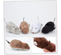 GANAZONO 4Pcs Wind Up Plush Mouse Interactive Cat and Playthings Funny Clockwork Pet for and Coordination Training Random Color