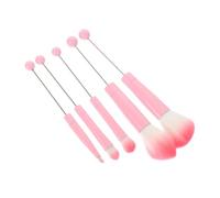 GANAZONO 5 Pcs Makeup Brush with Detachable Bead Design Pink Metal Handles Cosmetic Brushes Kit for Foundation Concealing Contouring Eyebrow Shaping Essential Tools for Makeup Enthusiasts