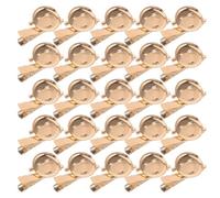 GANAZONO 50Pcs Gold Brooch Pins for Crafting with 35Mm Duckbill Clips Round Brooch Base Setting Tray for DIY Badge and Corsage Craft Projects