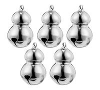 GANAZONO 5Pcs Gourd Shape Pet Bells Copper Vintage Silver Finish Clear Loud Sound Pet Collar Charms Christmas Decoration Pendant for Cats Dogs and DIY Holiday Ornaments
