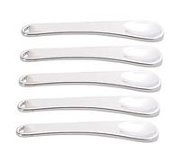 GANAZONO 5pcs Mini Metal Makeup Spatula Reusable Applicator for Facial Cosmetics Beauty Scoop for Creams Lotions Masks Compact Silver Facial Spoon with Hanging