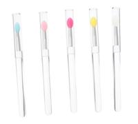 GANAZONO 5pcs Silicone Lipstick Applicator Brushes Reusable Transparent Handle Round Head Makeup Tools for Lip Gloss Blush Eyeshadow Application Portable Beauty Accessory