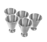 GANAZONO 5pcs Stainless Steel Communion Cups Silver Reusable Drinkware | Polished Smooth Surface, Hygienic Individual Serving, Suitable for Wine, Baptism, Mass Service and Traditional Worship