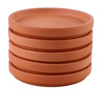 GANAZONO 5pcs Terracotta Plant Pot Saucer Spill Containment Tray | Smooth Decorative Shape, Supports Succulents, Wood Floors, Unglazed Pottery Finish, Balconies and Office Arrangements