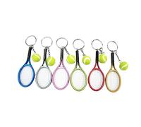 GANAZONO 6 Pcs Tennis Theme Keychain Creative Racket Bag Pendant Keyring Gold Silver Purple Green Red Blue for Souvenirs and Decorations