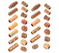 GANAZONO 65pcs Large Hole Beads for Braids and Dreadlocks Wood Hair Beads as Hair Styling Accessories for Dread Jewelry