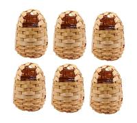 GANAZONO 6pcs Bamboo Bird Nest Garden Robin Bird House Hand-woven Nest Creative House Wildlife Garden Decor