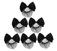 GANAZONO 6pcs Bow Bun Hair Net for Ballet Dancers and Professionals Elegant Black Hair Cover with Fine Mesh Design for Formal Occasions