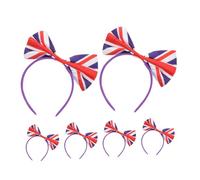 GANAZONO 6pcs British Flag Bow Headbands Durable Hair Accessories for Sports Events Festivals Parties Fashionable Union Jack Hair Hoops for Women Fans