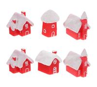 GANAZONO 6pcs Christmas House Resin Ornament Red Candy Cake Miniature Model