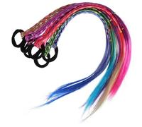 GANAZONO 6pcs Colored Ponytail Extensions for Little Lightweight Braid Wigs Hair Accessories for Daily Wear Parties and Performances Eye Catching Design Purple and Green Shades