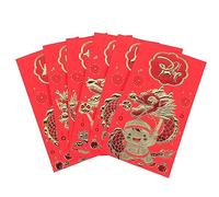 GANAZONO 6pcs Lunar Year Red Envelopes Chinese Style Red Envelopes Money Pouches Creative Red Packet New Year Money Bag Red Envelope for The Year of Dragon Chinese Zodiac Wallet Paper
