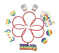 GANAZONO 6pcs Rainbow Heart Pride Headbands Lightweight Decorative Hair Bands for Women Men Chic Headdress for Lgbt Pride Month Cosplay and Party Accessories