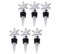 GANAZONO 6pcs Silver Stainless Steel Wine Bottle Stoppers Snowflake Shaped Reusable No Burrs Creative Design for Wine and Sparkling Bottle Sealing in Home or Party Use