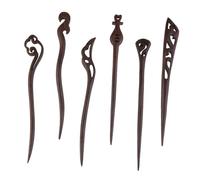 GANAZONO 6pcs Traditional Chinese Wooden Hairpins Handmade Hair Sticks Fashion Headdress Women Headwear Hair Accessories Retro Geometric Carved Chopsticks Random Style