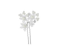 GANAZONO 6Pcs U Shaped Bridal Hairpins with White Pearl and Flower Design Elegant Hair Clips for Women for Weddings Parties and Special Occasions