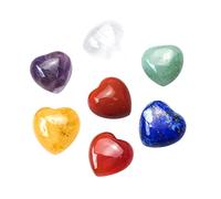 GANAZONO 7Pcs Heart Shape Chakra Crystals Natural Colorful Stones for Yoga Meditation Smooth Durable Stones for Housewarming Birthdays Board