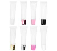 GANAZONO 8pcs 15ml Refillable Lip Gloss Tube Set White Black Pink Fuchsia Gold Silver Rose Gold Squeezy Lip Glazes Container Slanted Tip for Easy Dispensing for Diy Balm and Cosmetic Use