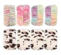 GANAZONO 8pcs Colorful Flannel Wrist Bands Waterproof Face Washing Wristbands Household Spa Armbands for Women Blue, Pink, Rainbow, and Leopard Print